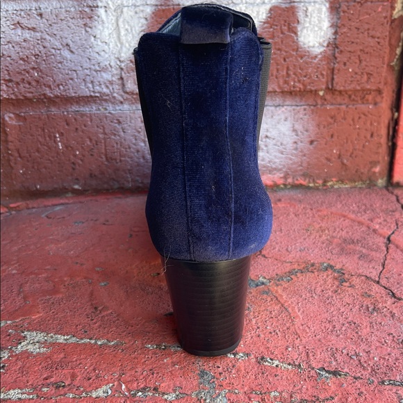 Women's Navy Velvet Ankle Boots - Picture 5 of 7